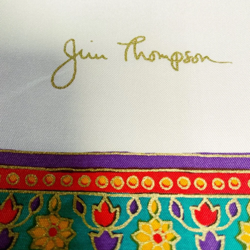 Jim Thompson Thai Silk Elephant Scarf NWT Thailand Heritage Print